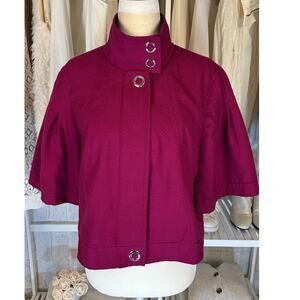 Apt. 9 Women's Size M Jackie O Style Magenta Cropped Lightweight Jacket #0319